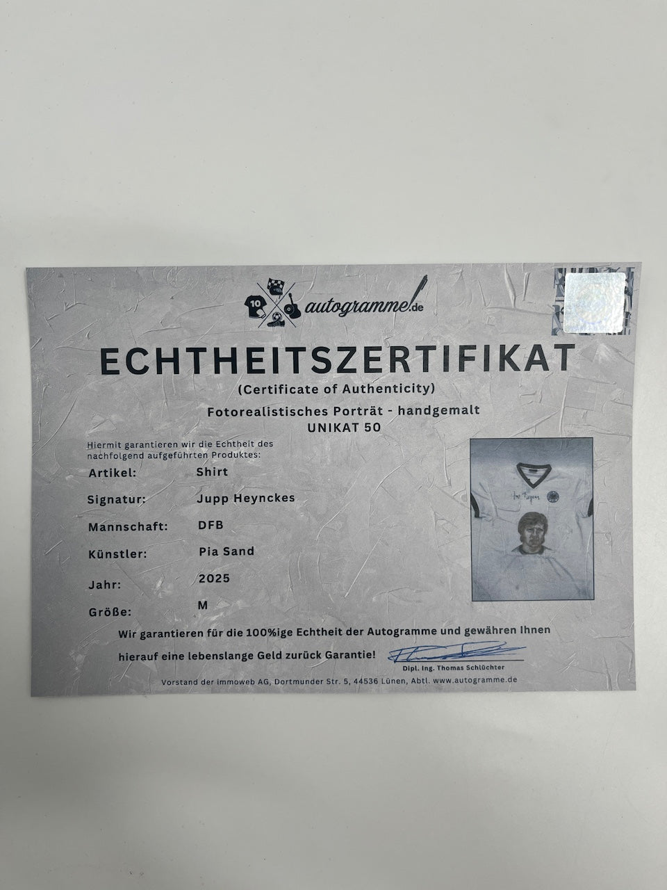DFB Repro Shirt Portrait Jupp Heynckes handgemalt und signiert M