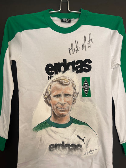 Gladbach Repro Trikot Portrait Berti Vogts handgemalt und signiert S