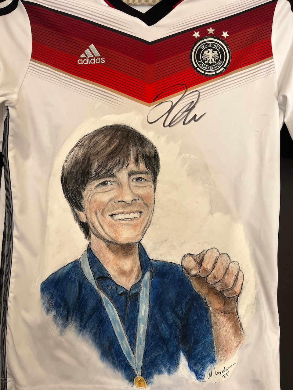 DFB Trikot Portrait Joachim Löw handgemalt und signiert Adidas 176