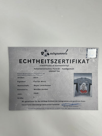 Leverkusen Shirt Portrait Florian Wirtz hand-painted and signed Castore L