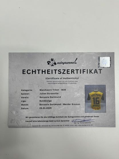 Matchworn Dortmund Worn by Julien Duranville 25.01.2025 BVB-Bremen