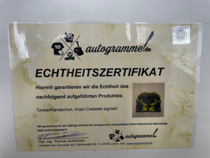 Goalkeeper glove Koen Casteels signed autograph Wolfsburg Coa