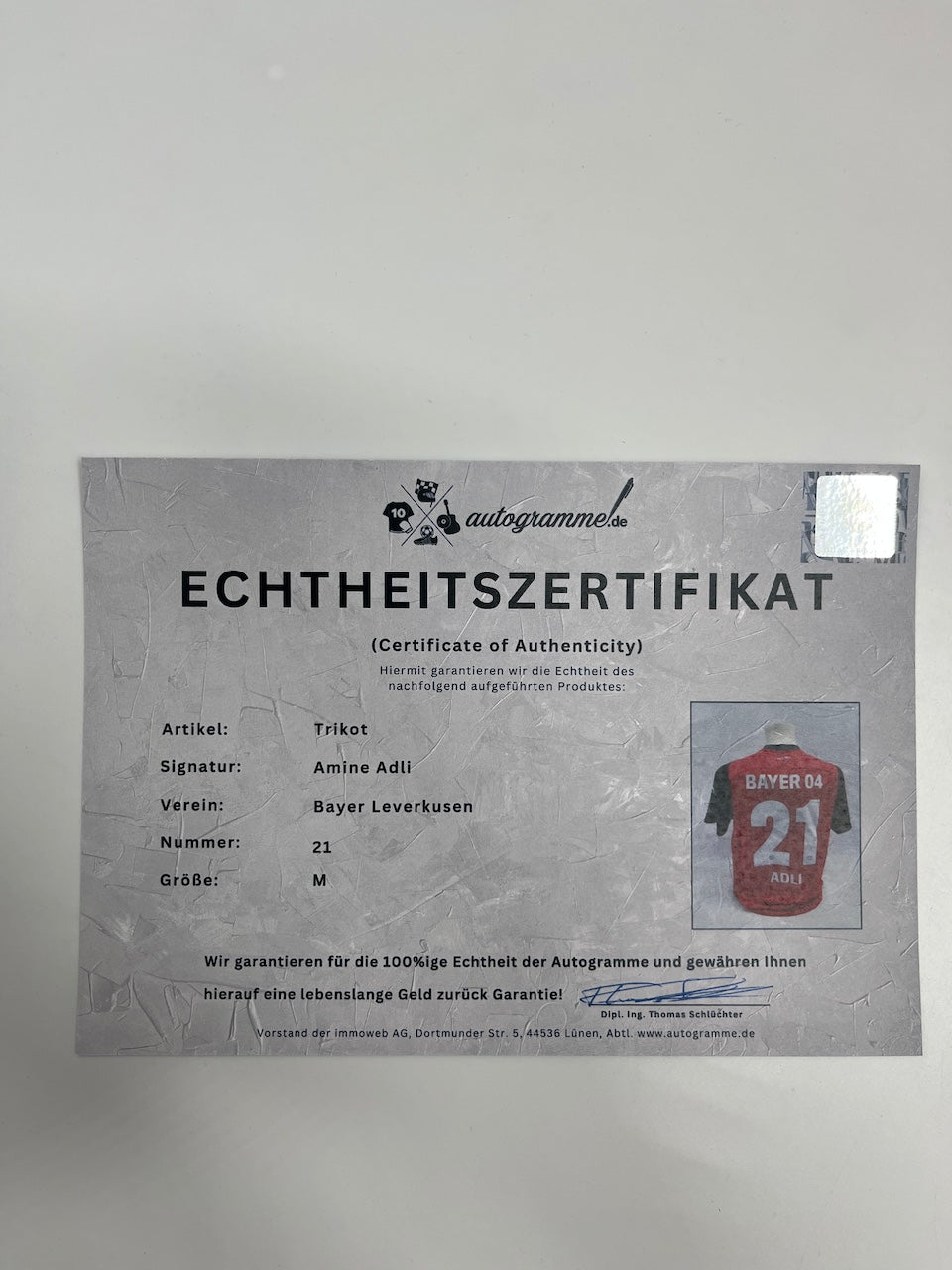 Bayer Leverkusen Trikot Amine Adli signiert Autogramm Bundesliga M