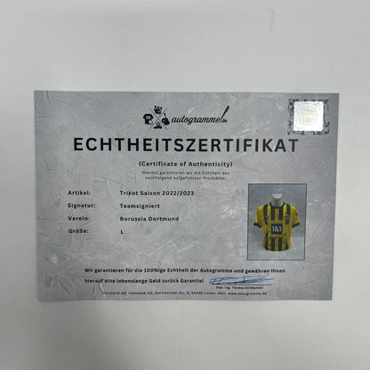 BVB Trikot 2022/2023 Teamsigniert Borussia Dortmund COA Puma Bellingham L