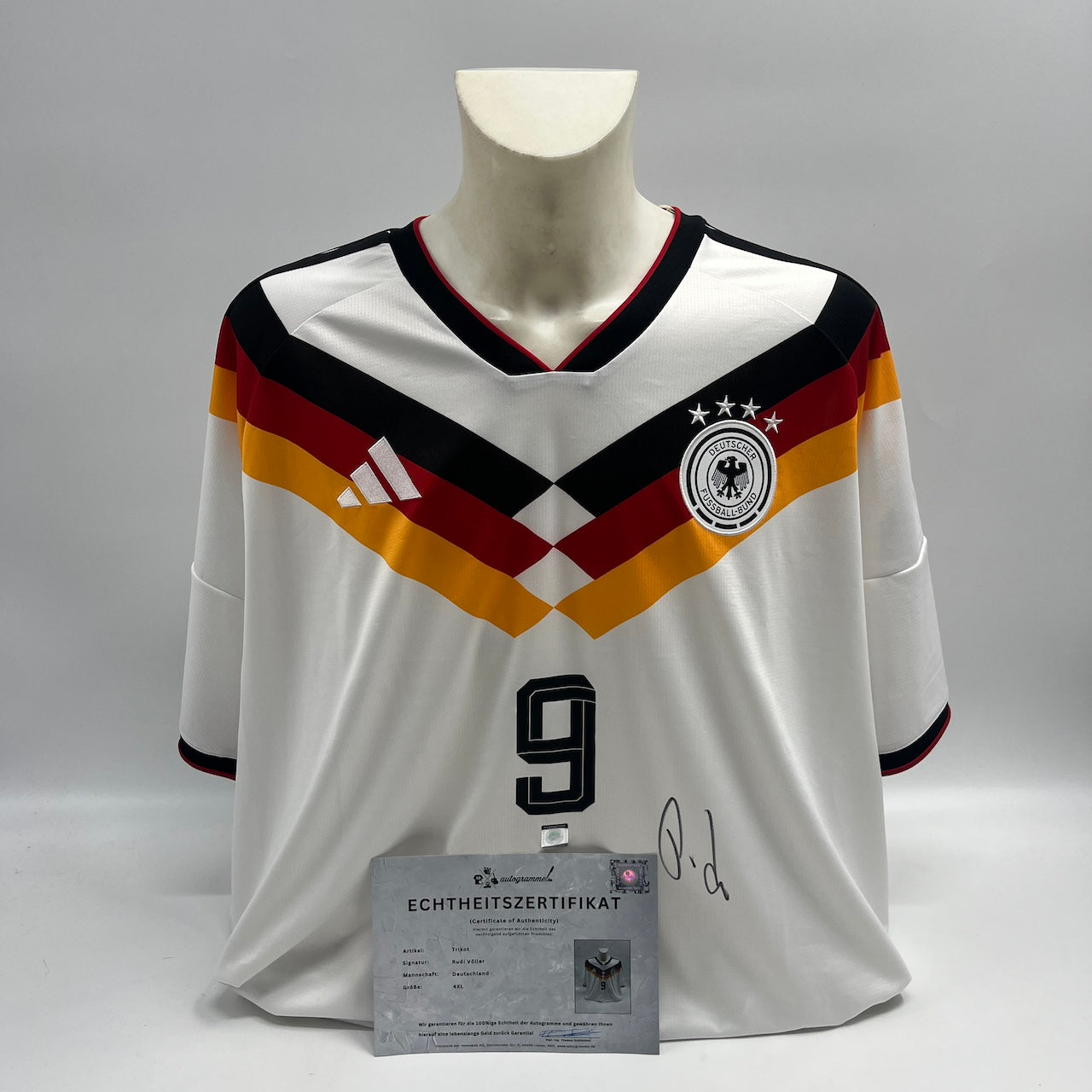 DFB Trikot Rudi Völler signiert Autogramme Adidas COA neu 4XL