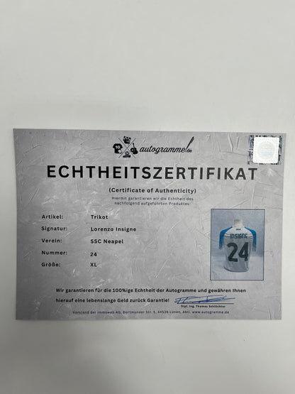 SSC Napoli jersey Lorenzo Insigne signed Italy autograph football XL