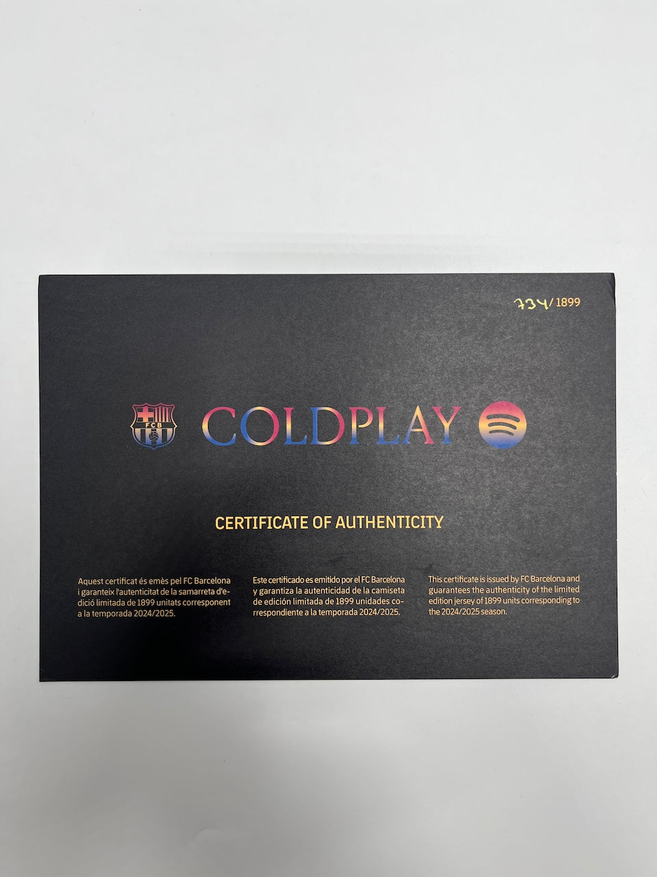 Limitiertes Barcelona x Coldplay Trikot 734/1899 S