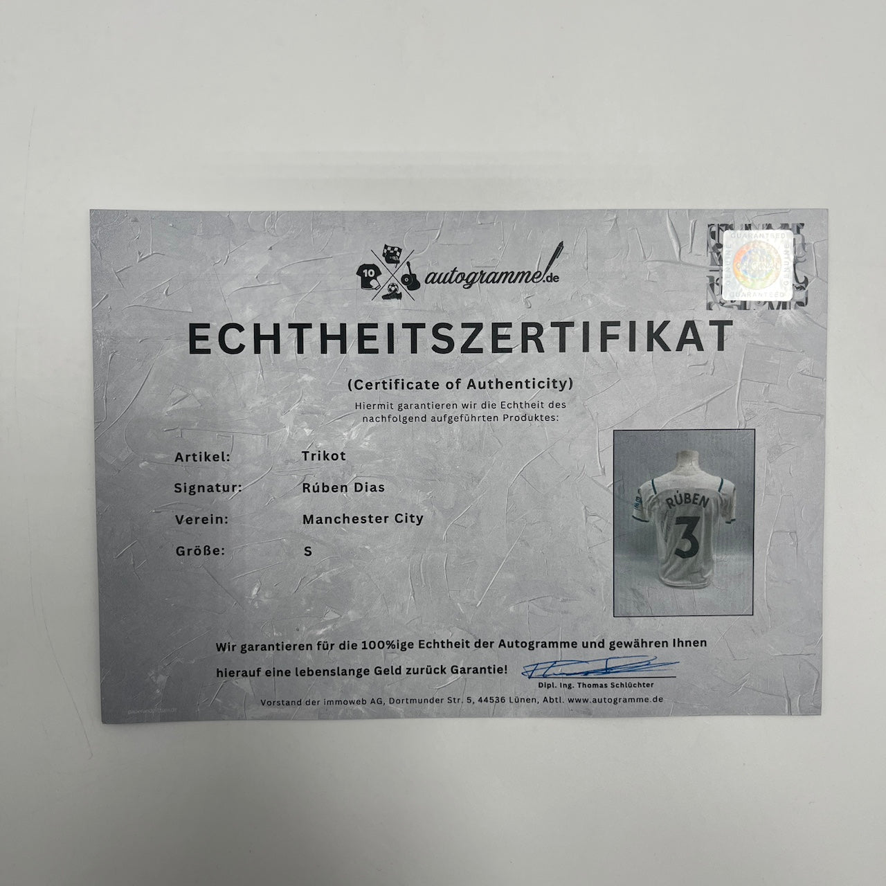 Manchester City Damentrikot Ruben Dias signiert Autogramm Puma COA S