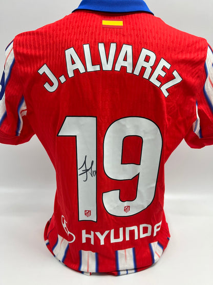 Match-worn Atletico Madrid jersey worn and signed by Julian Alvarez on April 24, 2025