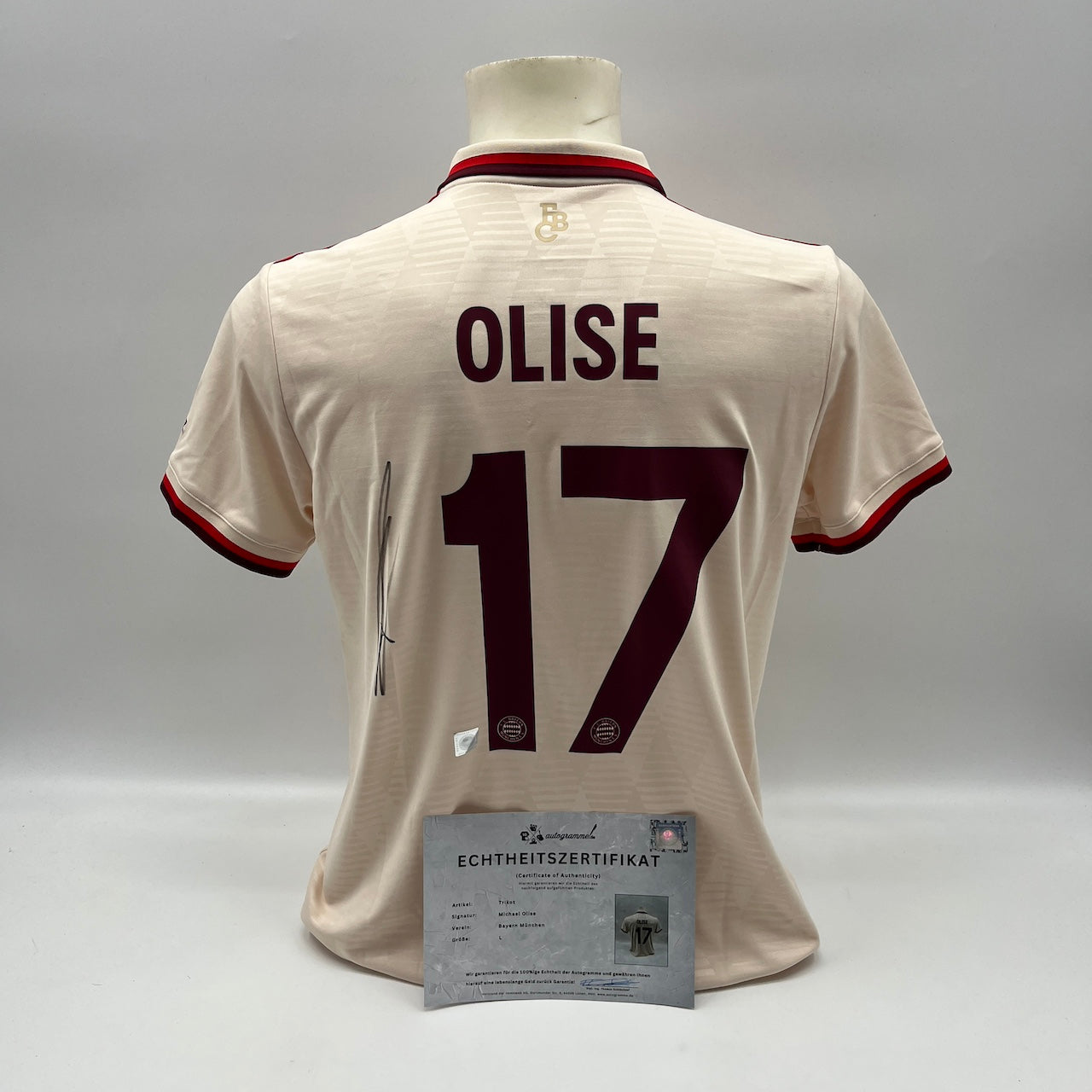 Bayern München Damentrikot Michael Olise signiert Autogramm Adidas COA L