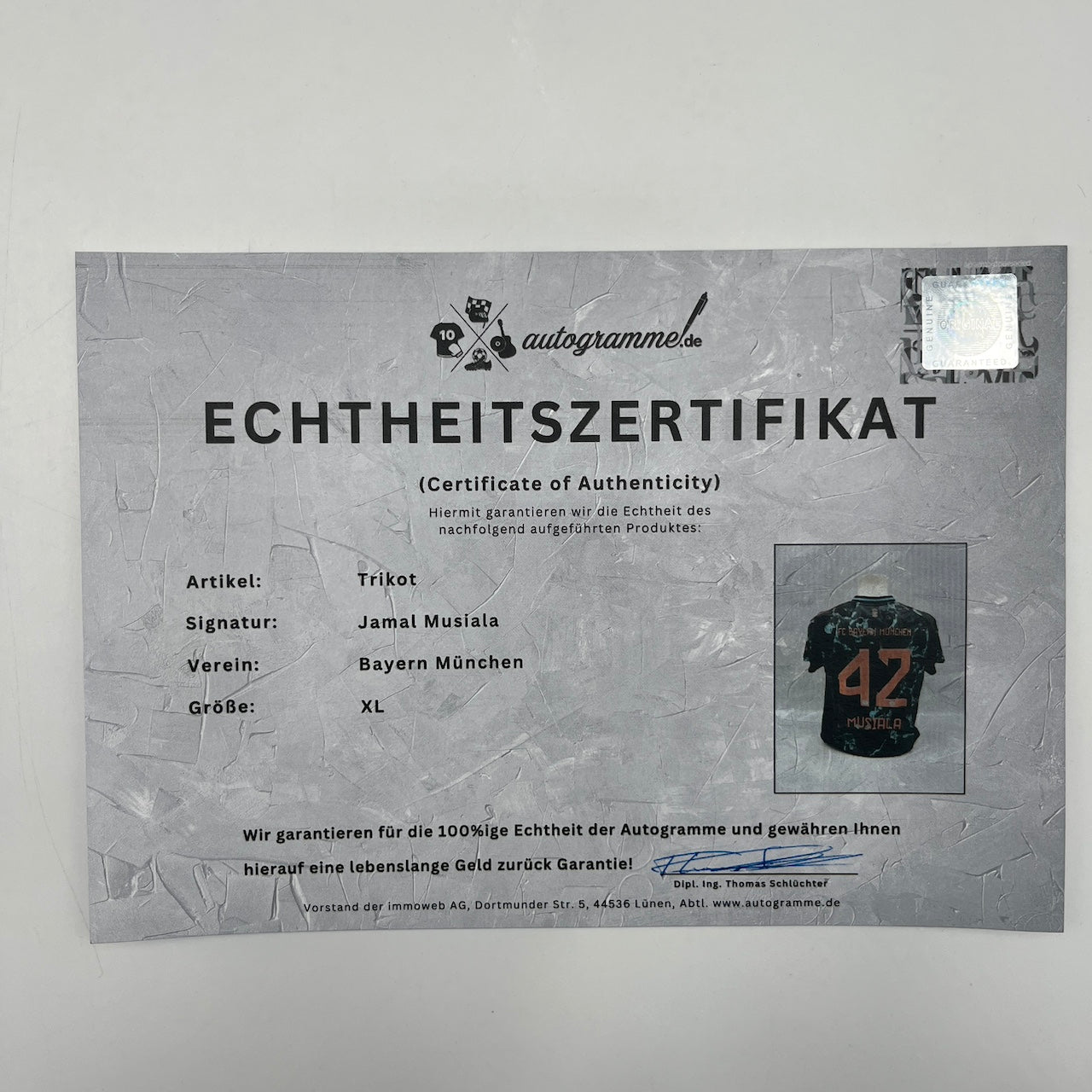 Bayern München Damentrikot Jamal Musiala signiert Autogramm Adidas COA XL