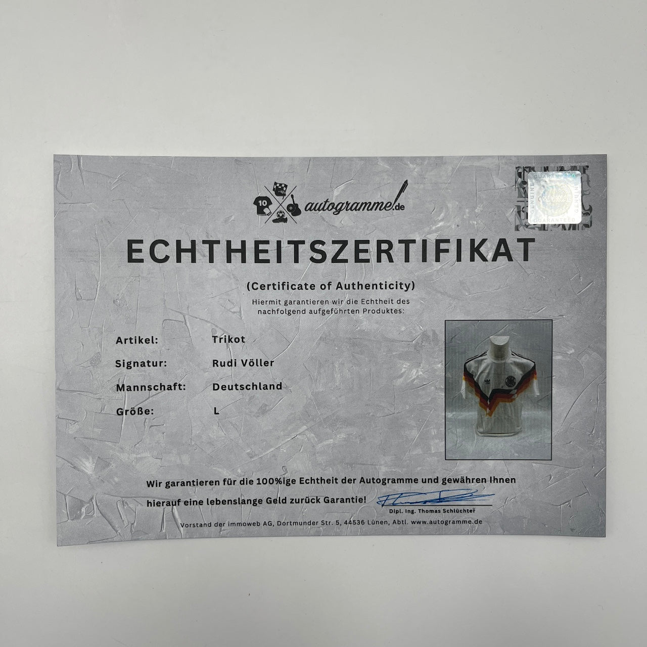 DFB Trikot Rudi Völler signiert Autogramme Adidas COA L