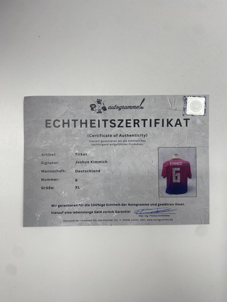 DFB jersey Joshua Kimmich signed autograph Adidas COA XL