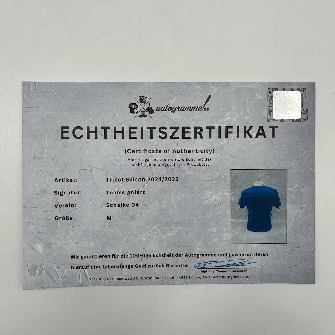 Schalke 04 Trikot 2024/2025 Teamsigniert COA Bundesliga M