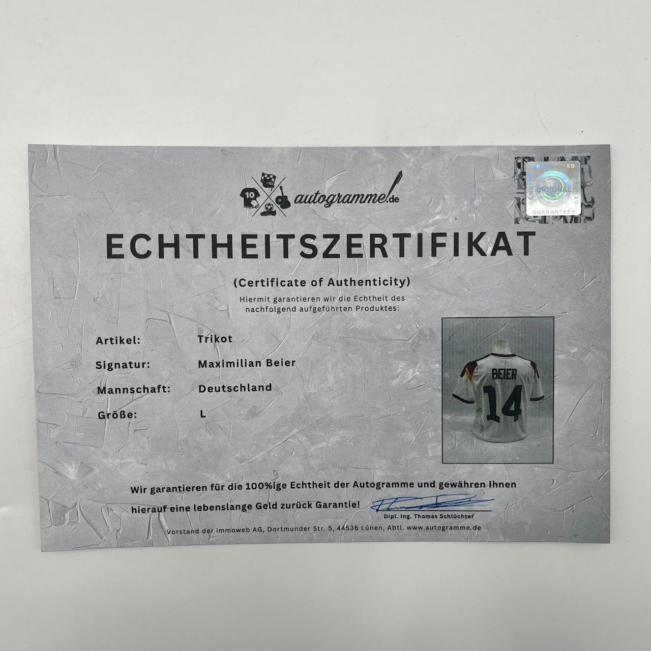 DFB Trikot Maximilian Beier signiert Autogramme Adidas COA neu L