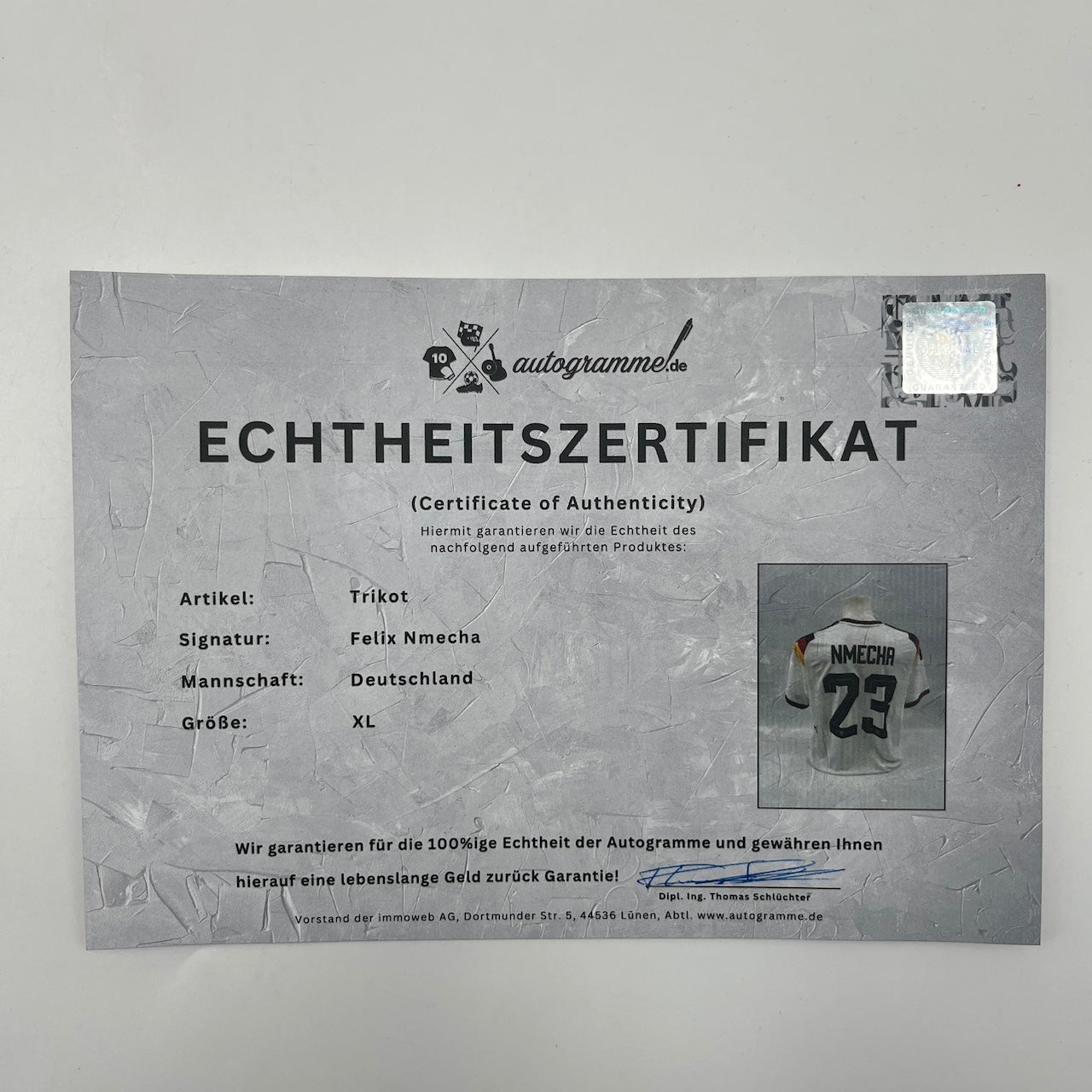 DFB Trikot Felix Nmecha signiert Autogramme Adidas COA neu XL