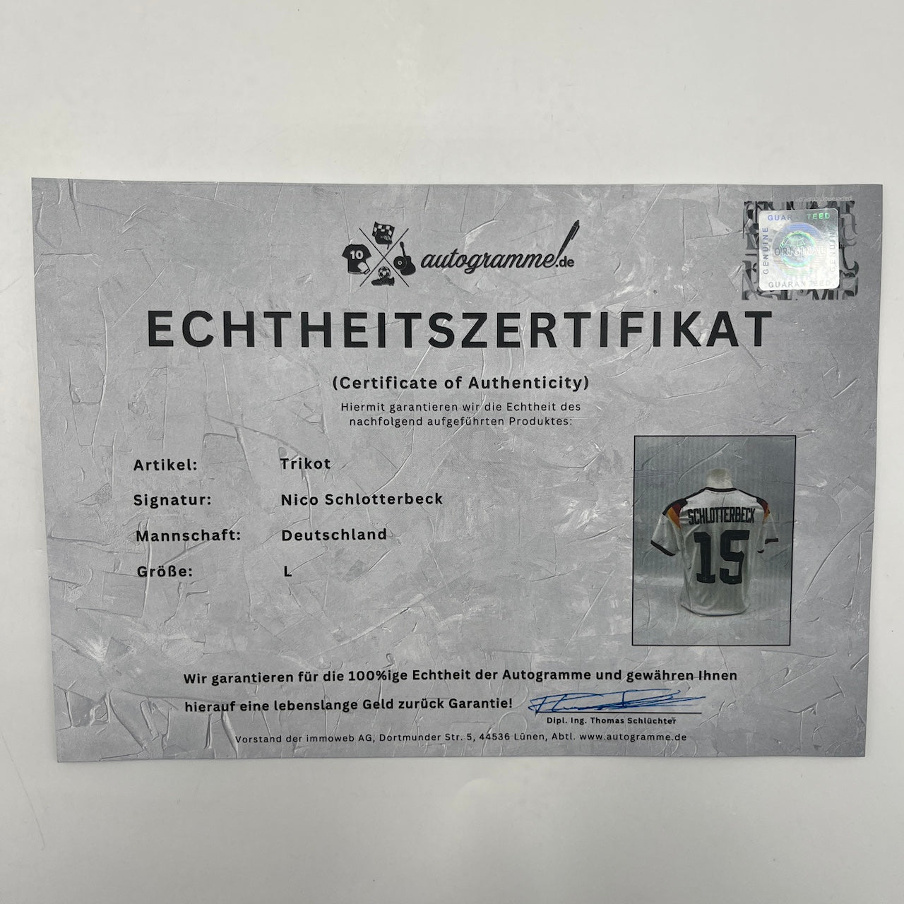 DFB Trikot Nico Schlotterbeck signiert Autogramme Adidas COA neu L