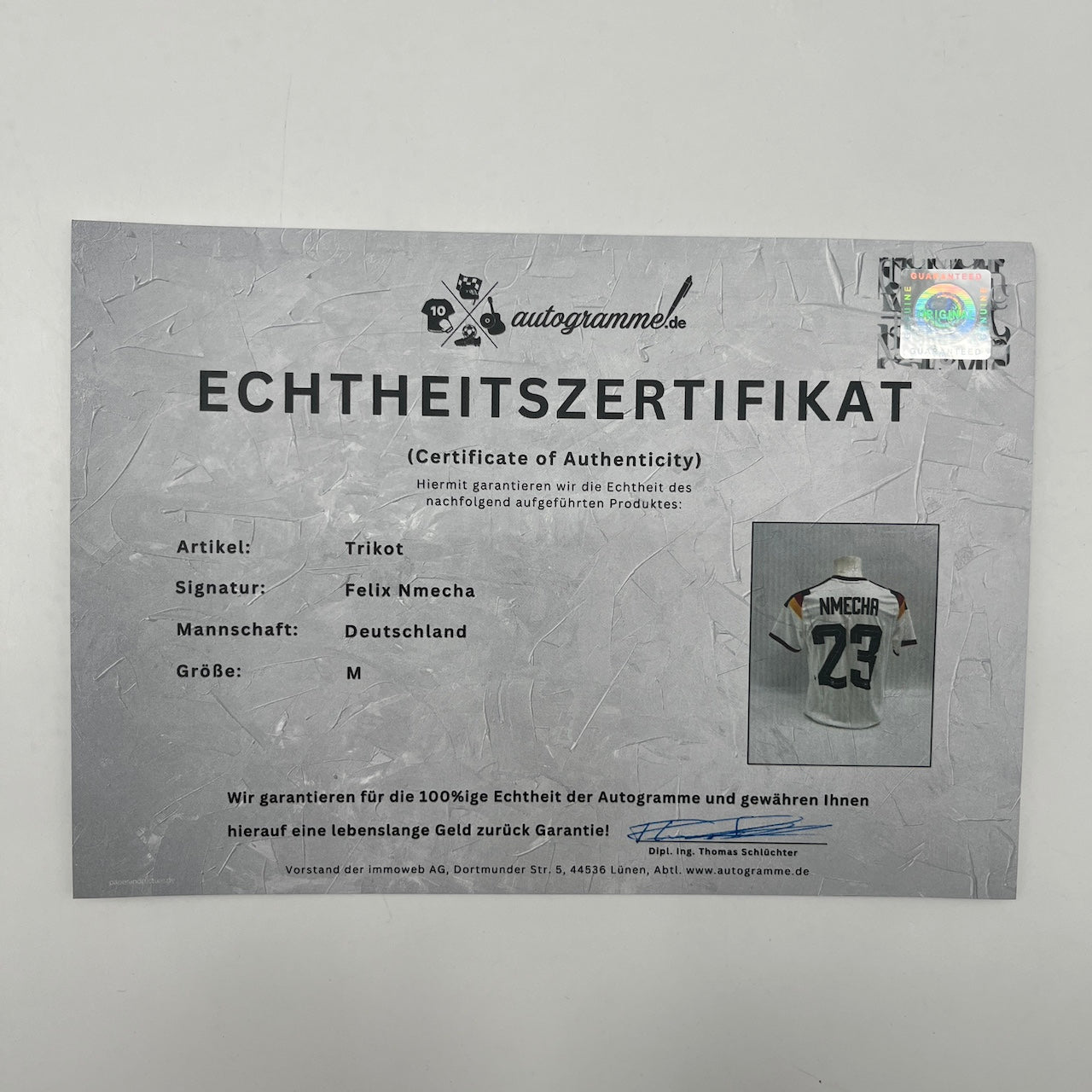 DFB Trikot WM 2026 Felix Nmecha signiert Autogramme Adidas COA neu M
