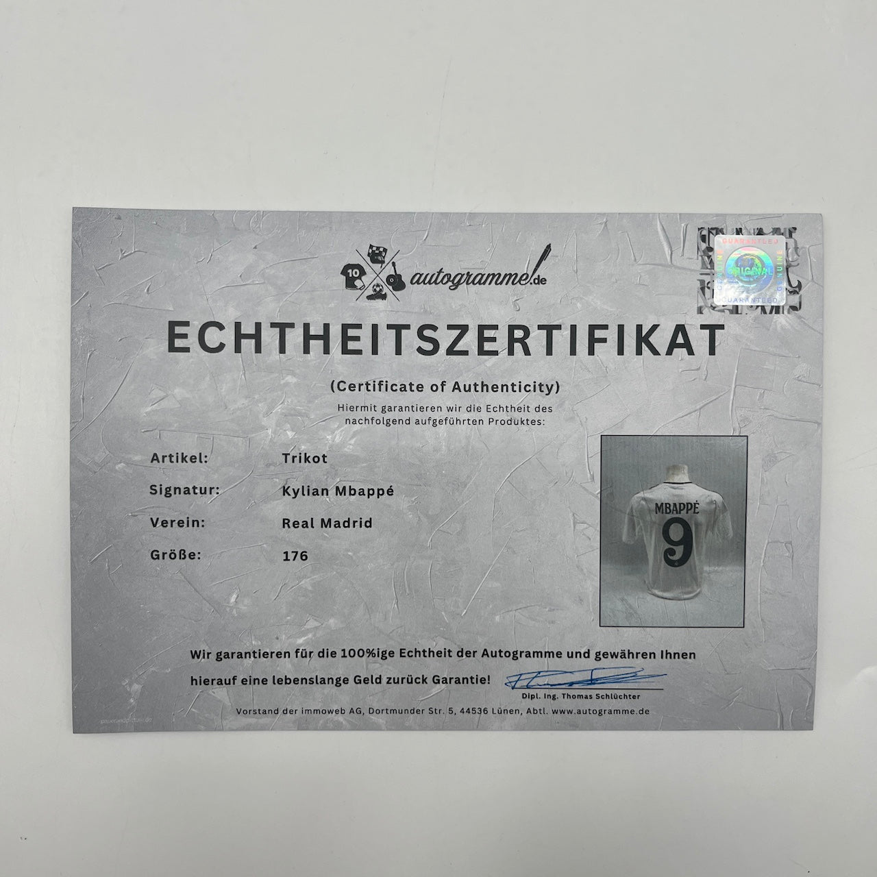 Real Madrid Trikot Kylian Mbappe signiert Autogramm Adidas COA 176