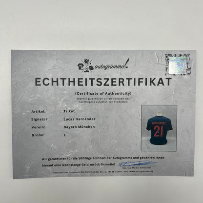 Bayern München Trikot Lucas Hernandez signiert Autogramm Adidas L