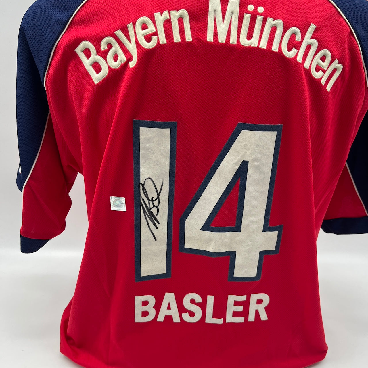 Bayern München Trikot Mario Basler signiert Autogramm Adidas L