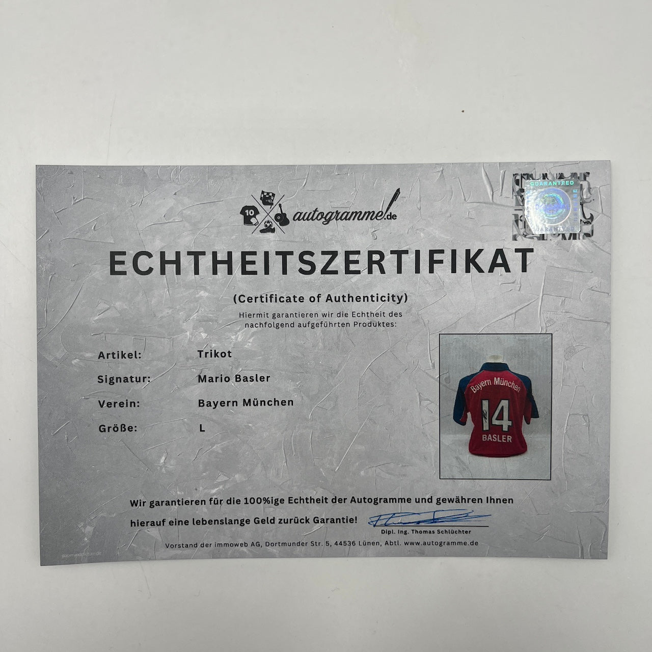 Bayern München Trikot Mario Basler signiert Autogramm Adidas L
