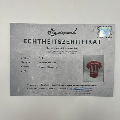 Bayern München Authentic-Trikot Nicolas Jackson signiert Autogramm Adidas COA S