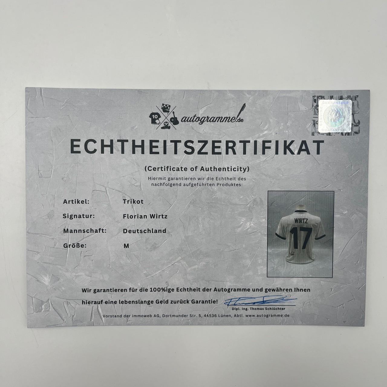 DFB Trikot Florian Wirtz signiert Adidas COA Deutschland Autogramm M