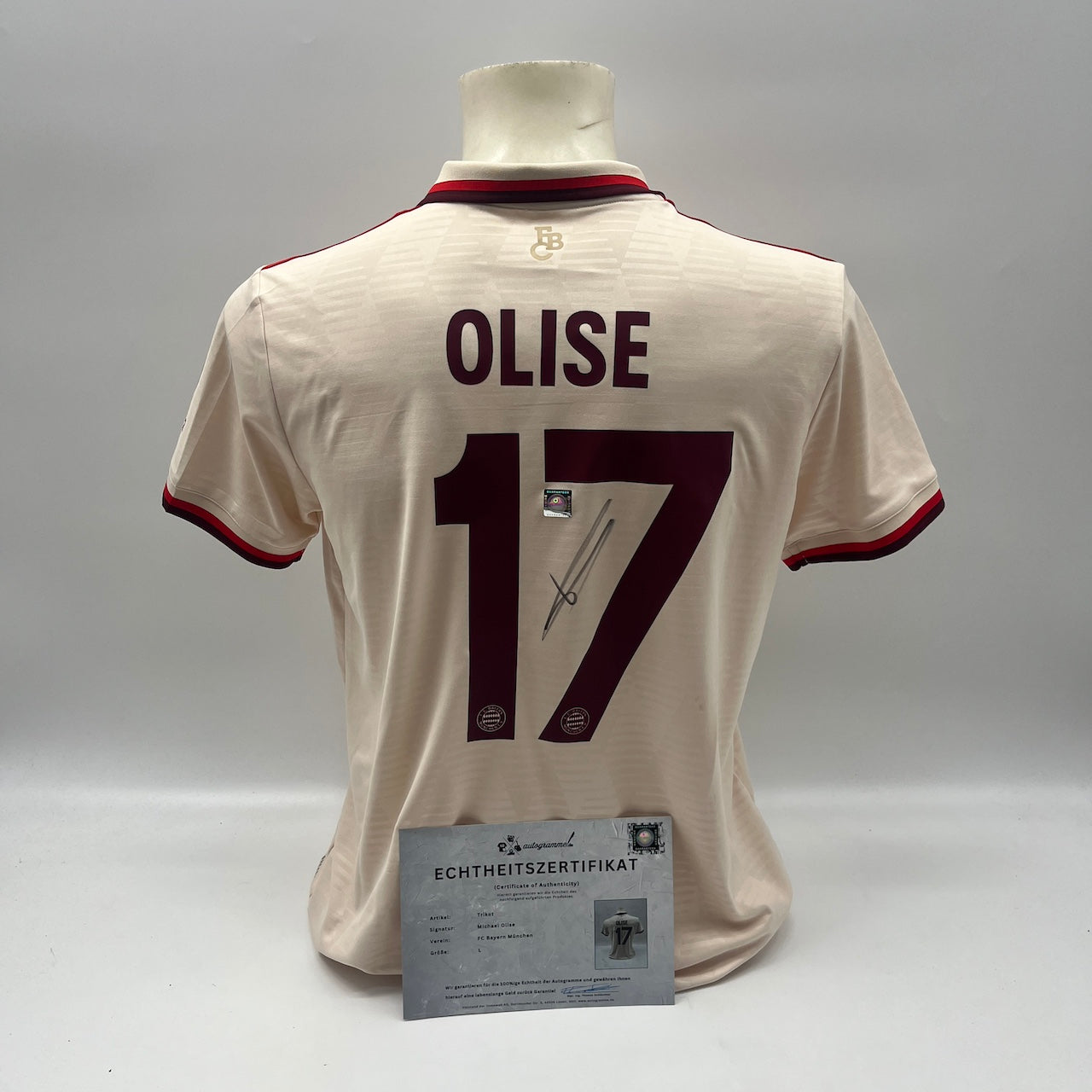 Bayern München Damentrikot Michael Olise signiert Autogramm Adidas COA neu L