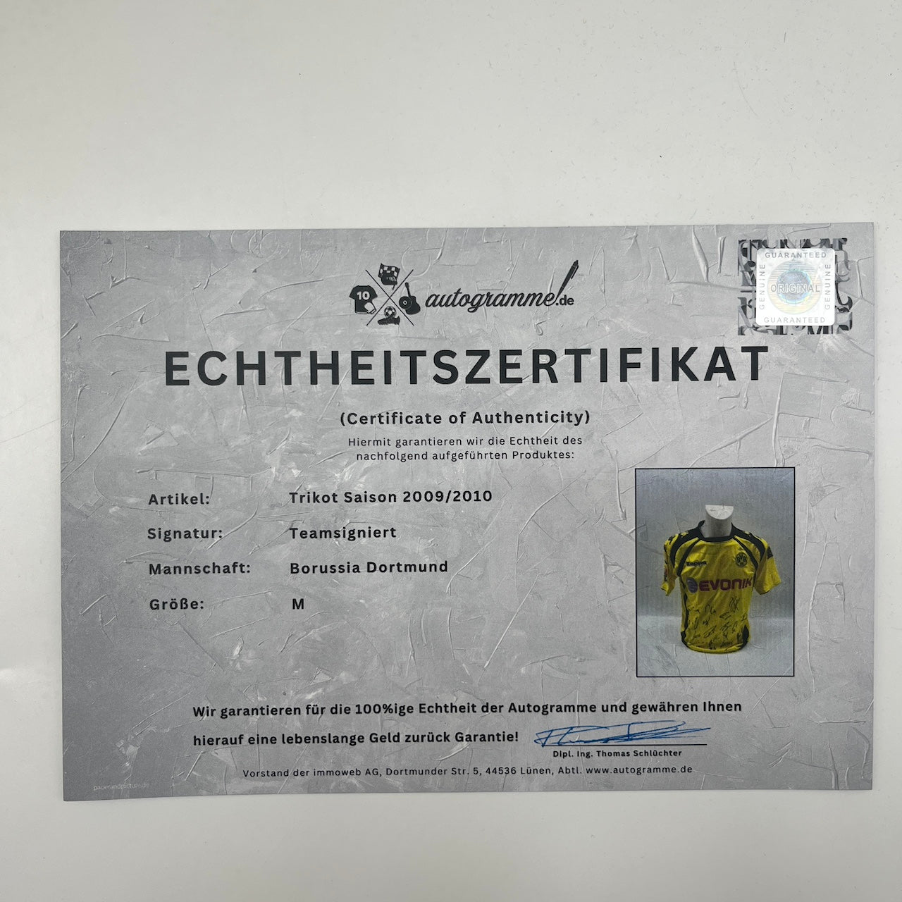 BVB Trikot 2009/2010 Teamsigniert Borussia Dortmund Kappa M