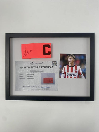 Captain's armband signed by Paul Wanner in a frame PSV Eindhoven autograph
