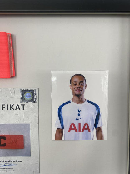 Captain's armband signed by Xavi Simons in a frame, Tottenham Hotspur