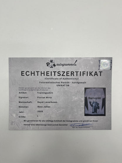 Leverkusen Shirt Portrait Florian Wirtz hand-painted and signed Castore L