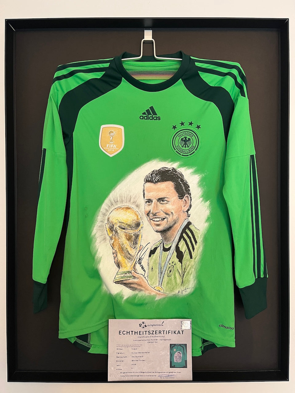 DFB Torwarttrikot Portrait Roman Weidenfeller handgemalt und signiert Adidas S