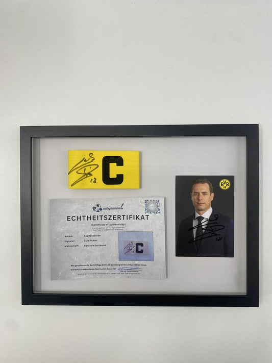 Kapitänsbinde Lars Ricken signiert im Rahmen Borussia Dortmund COA