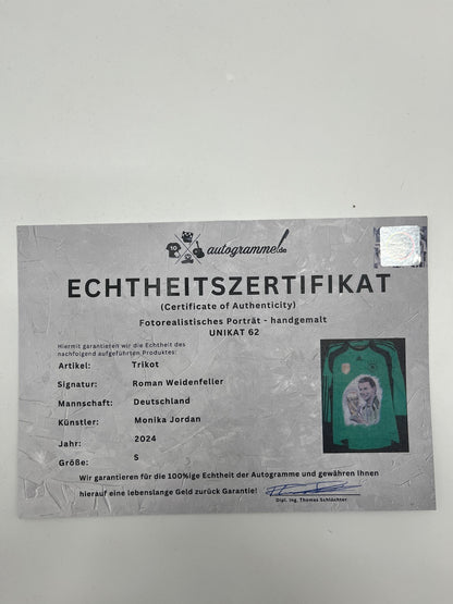 DFB Torwarttrikot Portrait Roman Weidenfeller handgemalt und signiert Adidas S