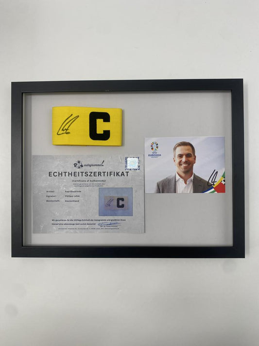 Kapitänsbinde Philipp Lahm signiert im Rahmen Deutschland Fußball Autogramm