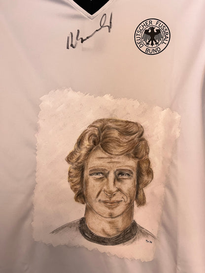 DFB Repro Shirt Portrait Rainer Bonhof hand-painted and signed M