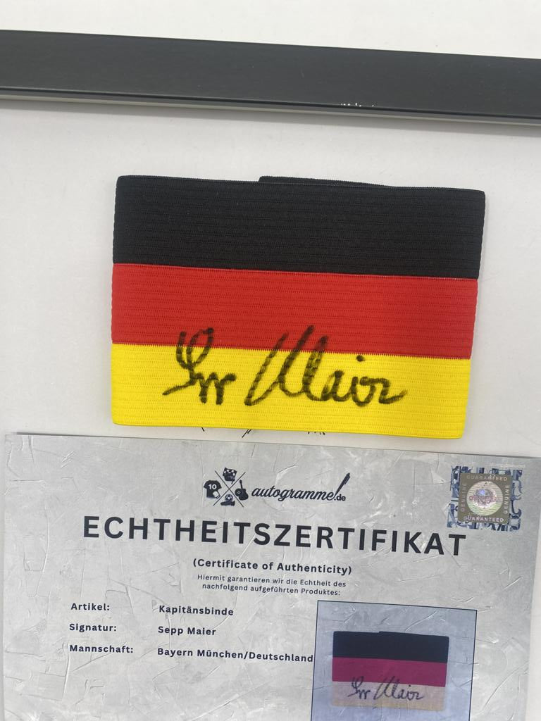 Captain's armband signed by Sepp Maier as part of the DFB/Bayern Munich Football COA