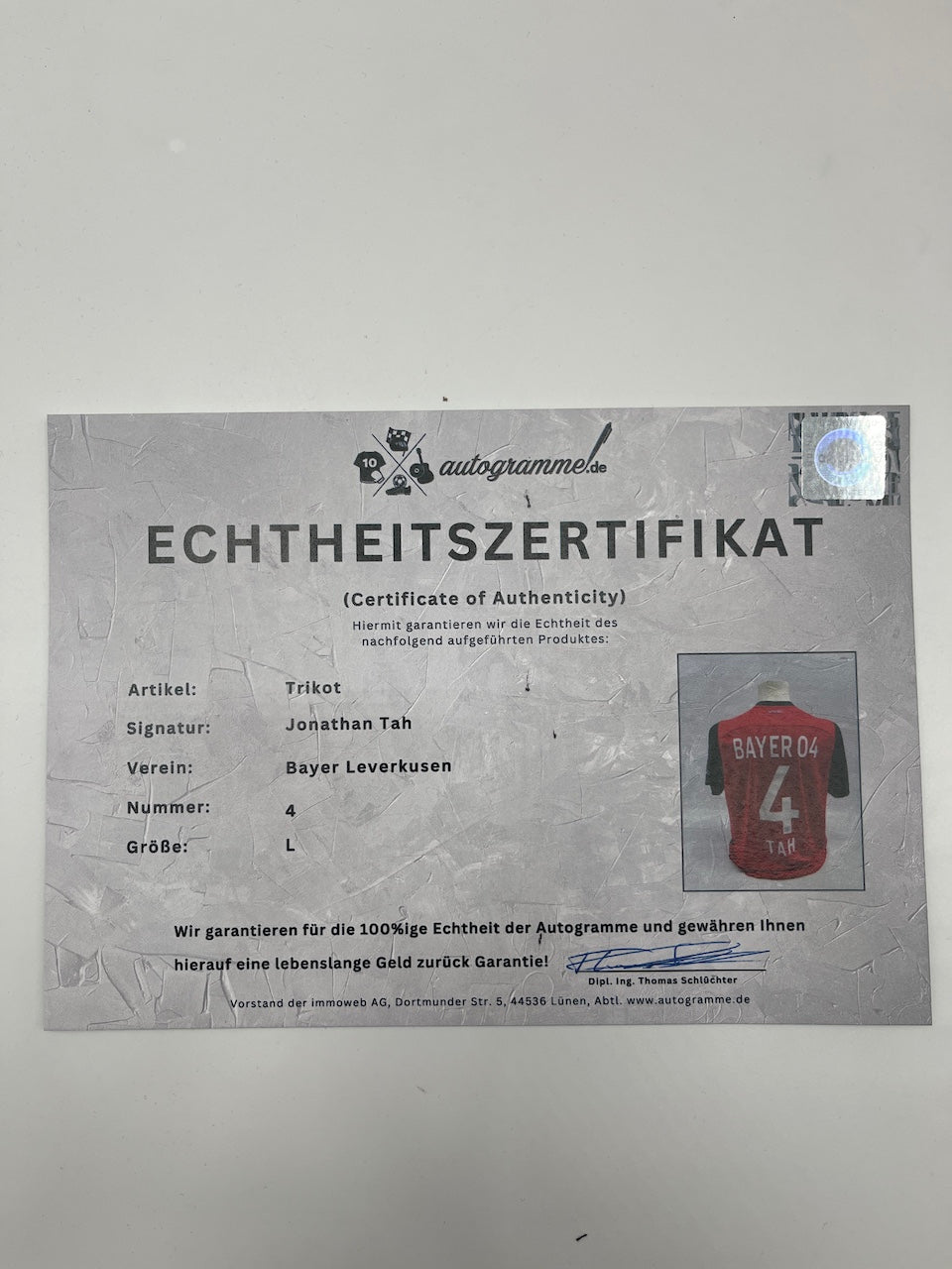 Bayer Leverkusen Trikot Jonathan Tah signiert Autogramm Castore L