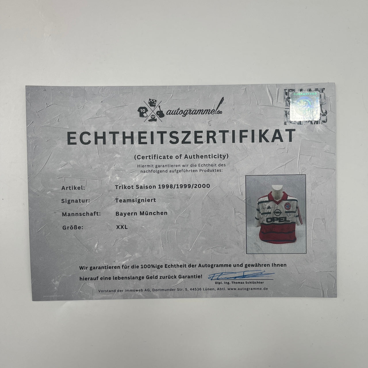 Bayern München Trikot 1998/1999/2000 Teamsigniert Bundesliga COA Adidas XXL