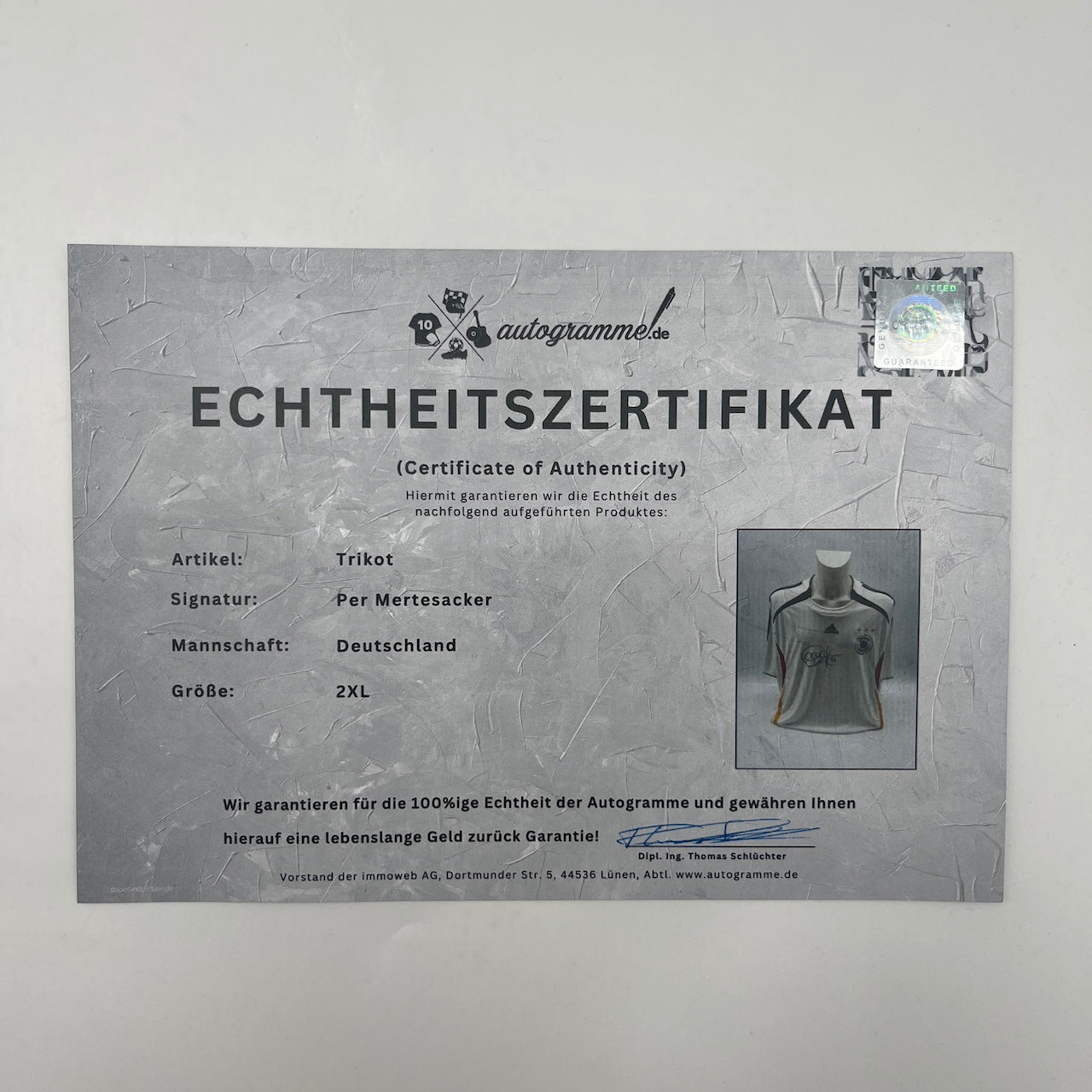 DFB Trikot Per Mertesacker signiert Adidas COA Deutschland Autogramm 2XL
