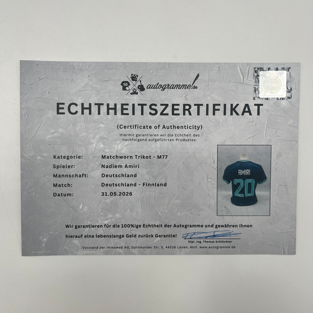 Matchworn Deutschland Trikot getragen von Nadiem Amiri 31.05.2026