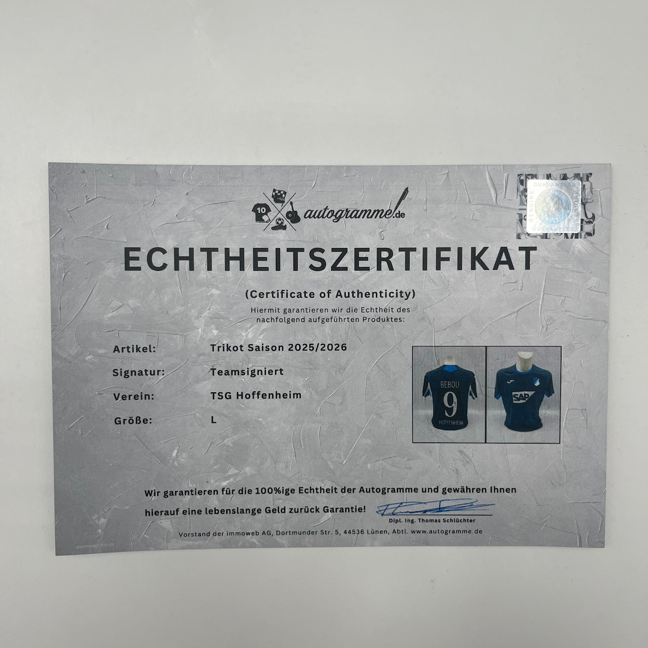 TSG Hoffenheim Authentic-Trikot Ihlas Bebou + Teamsigniert Autogramm neu L