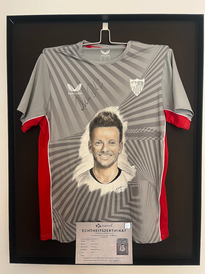 Sevilla FC Shirt Portrait Ivan Rakitic hand-painted and signed Castore new L