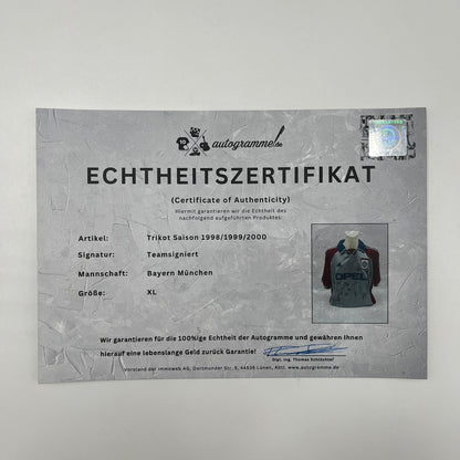 Bayern München Trikot 1998/1999/2000 Teamsigniert Bundesliga COA Adidas XL