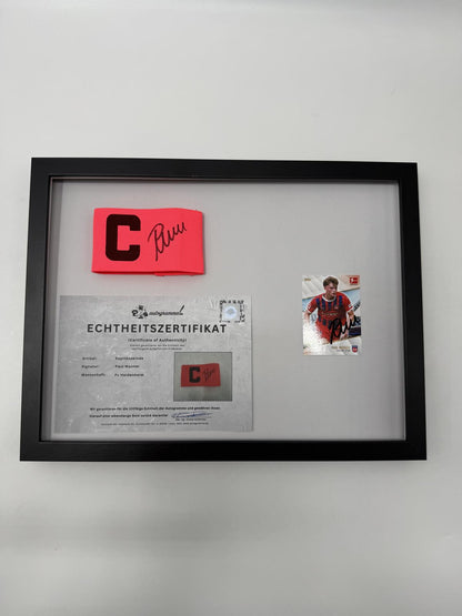 Kapitänsbinde Paul Wanner signiert im Rahmen Fc Heidenheim Autogramm