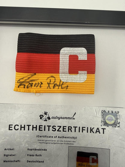 Kapitänsbinde Franz Roth signiert im Rahmen Deutschland Autogramm COA