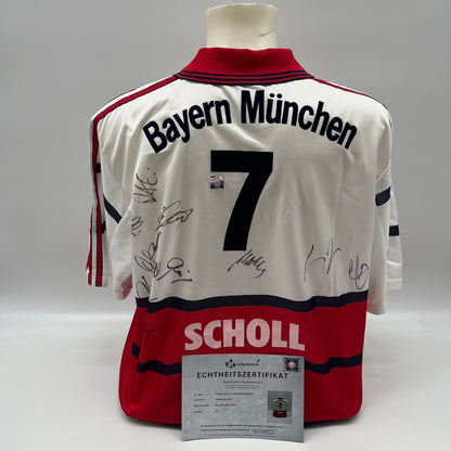 Bayern München Trikot 1998/1999/2000 Teamsigniert Bundesliga weiß COA Adidas XL