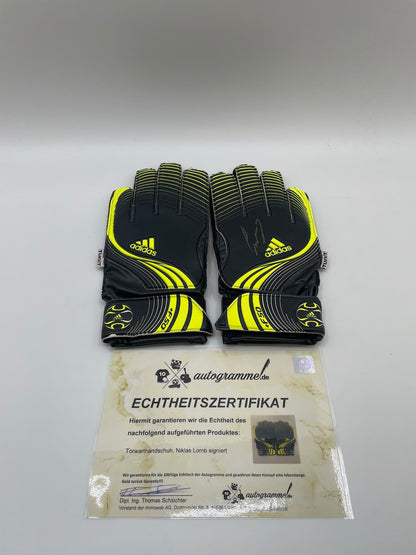 Goalkeeper glove Niklas Lomb signed autograph Bayer Leverkusen Coa